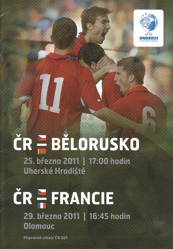 Program CR U21 -Bělorusko/Francie U21 kval. utkani 2011