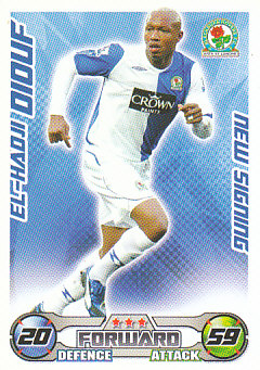El-Hadji Diouf Blackburn Rovers 2008/09 Topps Match Attax New Signing #EX58