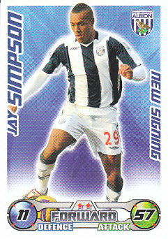 Jay Simpson West Bromwich Albion 2008/09 Topps Match Attax New Signing #EX86