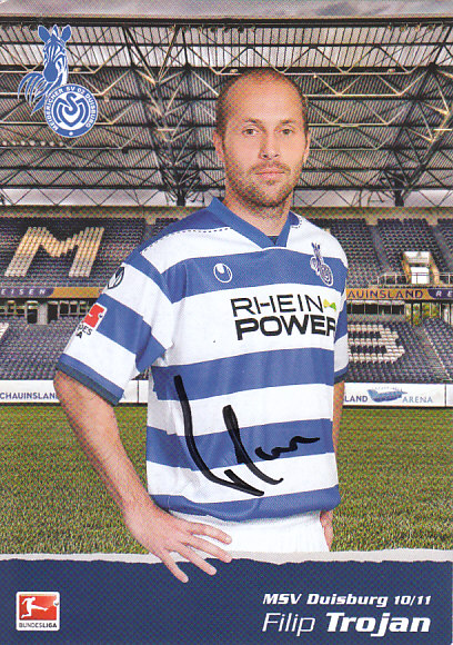 Filip Trojan MSV Duisburg 2010/11 Podpisova karta autogram