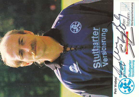 Petr Vrabec Stuttgarter Kickers 1993/94 Podpisova karta autogram