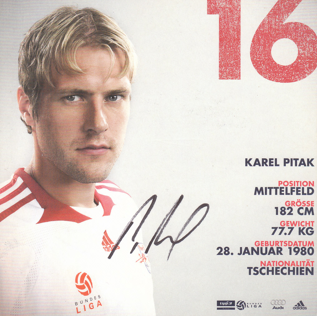 Karel Pitak Red Bull Salzburg 2009/10 Podpisova karta autogram