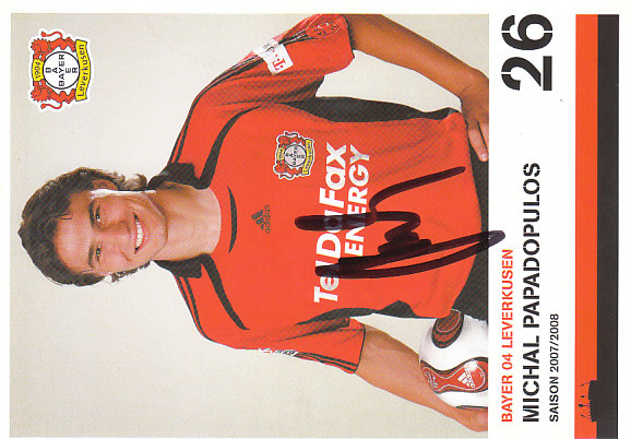 Michal Papadopulos Bayer 04 Leverkusen 2007/08 Podpisova karta autogram