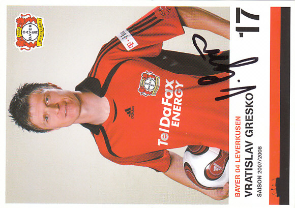 Vratislav Gresko Bayer 04 Leverkusen 2007/08 Podpisova karta autogram