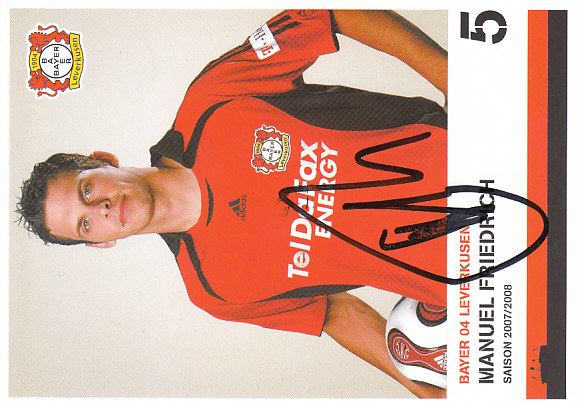 Manuel Friedrich Bayer 04 Leverkusen 2007/08 Podpisova karta Autogram
