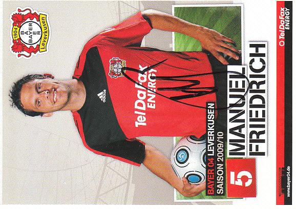 Manuel Friedrich Bayer 04 Leverkusen 2009/10 Podpisova karta Autogram