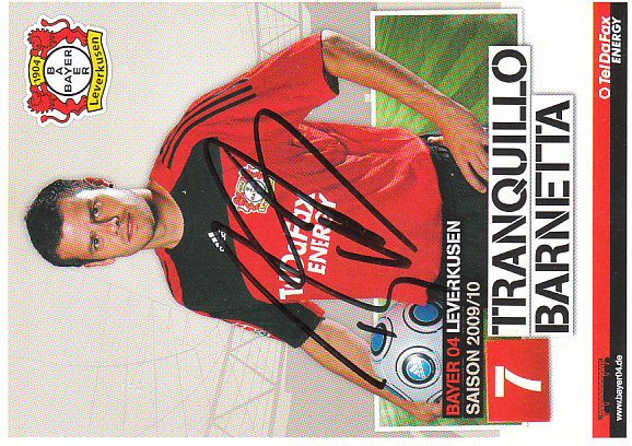 Tranquillo Barnetta Bayer 04 Leverkusen 2009/10 Podpisova karta Autogram