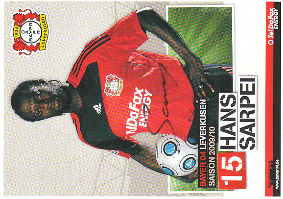 Hans Sarpei Bayer 04 Leverkusen 2009/10 Podpisova karta Autogram