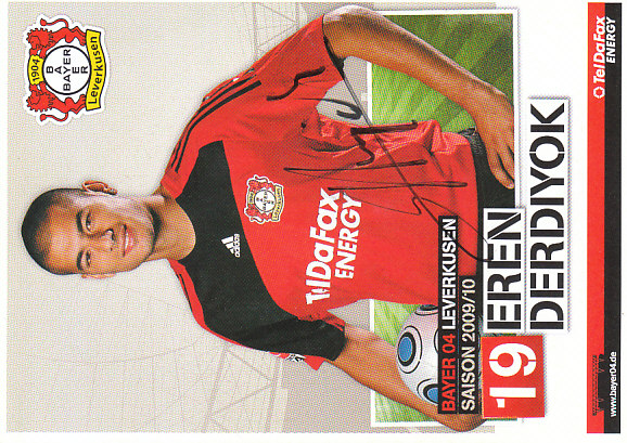 Eren Derdiyok Bayer 04 Leverkusen 2009/10 Podpisova karta Autogram