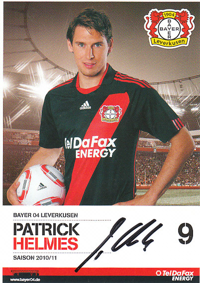Patrick Helmes Bayer 04 Leverkusen 2010/11 Podpisova karta Autogram