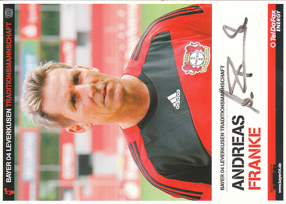 Andreas Franke Bayer 04 Leverkusen Traditionmannschaft Podpisova karta Autogram