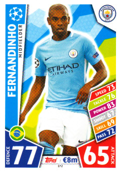 Fernandinho Manchester City 2017/18 Topps Match Attax CL #172