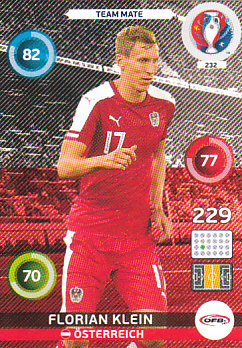 Florian Klein Austria Panini UEFA EURO 2016 #232