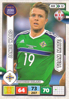 Jamie Ward Northern Ireland Panini Road to 2018 World Cup #NIR12