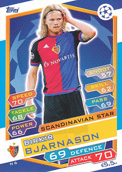 Birkir Bjarnason FC Basel 2016/17 Topps Match Attax CL Scandinavian Sta #N06