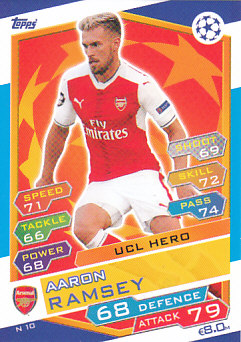 Aaron Ramsey Arsenal 2016/17 Topps Match Attax CL UCL Hero #N10