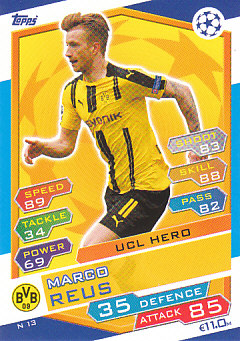 Marco Reus Borussia Dortmund 2016/17 Topps Match Attax CL UCL Hero #N13
