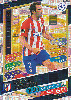 Diego Godin Atletico Madrid 2016/17 Topps MatchAttax CL 100 Club #100C05