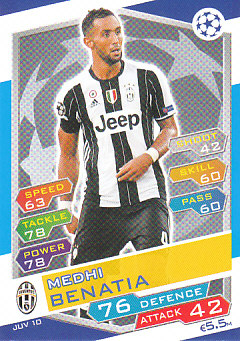 Medhi Benatia Juventus FC 2016/17 Topps Match Attax CL #JUV10