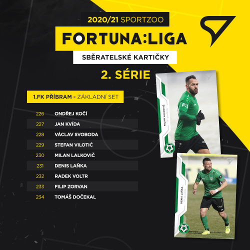 Příbram kompletní set 9 karet SportZoo FORTUNA:LIGA 2020/21 2. serie