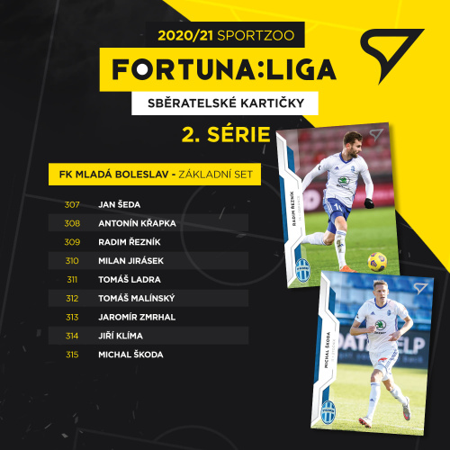 Mladá Boleslav kompletní set 9 karet SportZoo FORTUNA:LIGA 2020/21 2. serie