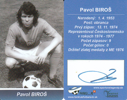 Pavol Biros Ceskoslovensko Fanklub slovenskej reprezentacie reprint autogram 