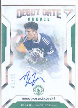 Hugo Jan Backovsky Bohemians Praha SportZoo FORTUNA:LIGA 2020/21 2. serie Debut Date Rookie Auto /99 #DR04