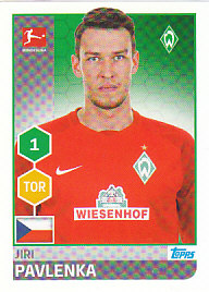 Jiri Pavlenka Werder Bremen samolepka Bundesliga 2017/18 Topps #34