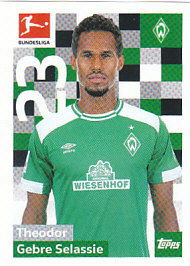 Theo Gebre Selassie Werder Bremen samolepka Bundesliga 2018/19 Topps #37