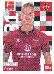 Ondrej Petrak 1. FC Nurnberg samolepka Bundesliga 2018/19 Topps #222