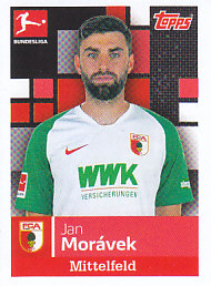 Jan Moravek FC Augsburg samolepka Bundesliga 2019/20 Topps #13