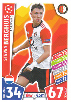 Steven Berghuis Feyenoord 2017/18 Topps Match Attax CL #357