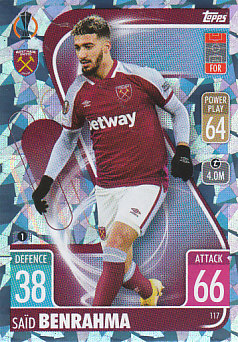 Said Benrahma West Ham United 2021/22 Topps Match Attax ChL Base card Crystal #117c