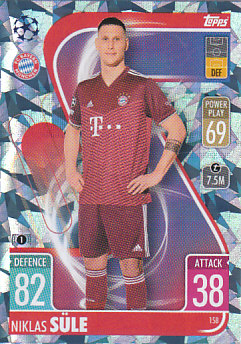 Niklas Sule Bayern Munchen 2021/22 Topps Match Attax ChL Base card Crystal #158c