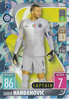 Samir Handanovic Internazionale Milano 2021/22 Topps Match Attax ChL Captain Crystal #335c