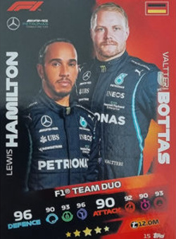 Lewis Hamilton & Valtteri Bottas Topps F1 Turbo Attax 2021 F1 Base #15