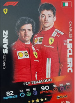 Carlos Sainz & Charles Leclerc Topps F1 Turbo Attax 2021 F1 Base #60