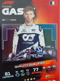 Pierre Gasly Topps F1 Turbo Attax 2021 Quality Qualifier #166