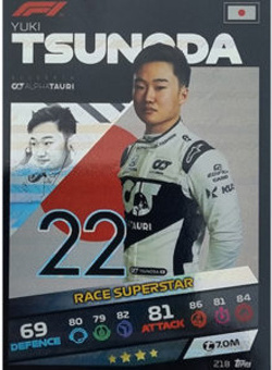 Yuki Tsunoda Topps F1 Turbo Attax 2021 Race Superstar #218