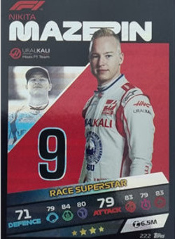 Nikita Mazepin Topps F1 Turbo Attax 2021 Race Superstar #222