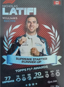 Nicholas Latifi Topps F1 Turbo Attax 2021 TOPPS F1 Awards #232