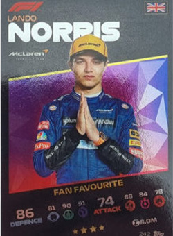Lando Norris Topps F1 Turbo Attax 2021 F1 Fan Favourite #242