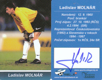 Ladislav Molnar Ceskoslovensko Fanklub slovenskej rep. originalni autogram #53