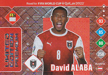 David Alaba Austria Panini Road to World Cup 2022 Limited Edition / Premium #LEP-DA