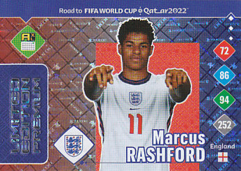 Marcus Rashford England Panini Road to World Cup 2022 Limited Edition / Premium #LEP-MR