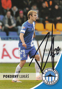 Lukas Pokorny FC Slovan Liberec Podpisova karta Autogram