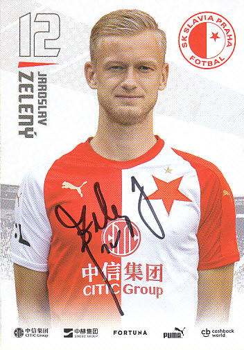 Jaroslav Zeleny SK Slavia Praha 2019/20 Podpisova karta Autogram