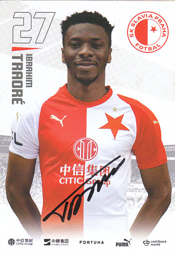 Ibrahim Traore SK Slavia Praha 2019/20 Podpisova karta Autogram