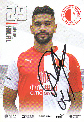 Jusuf Hilal SK Slavia Praha 2019/20 Podpisova karta Autogram