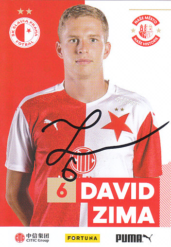 David Zima SK Slavia Praha 2020/21 Podpisova karta Autogram